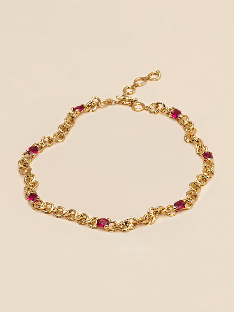 Embla avantgarde necklace - Ruby 18k guldplätering