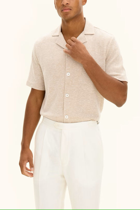 Konrad Regular Fit Linneskjorta - Beige