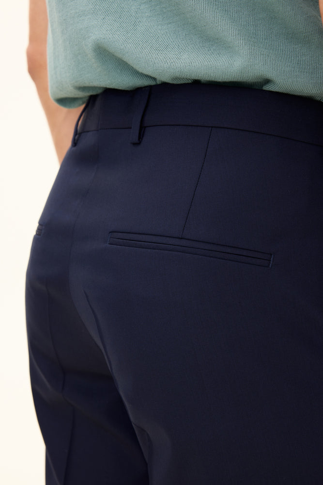 Dandy Regular Fit Microstructure Byxor - Mörkblå – baksida