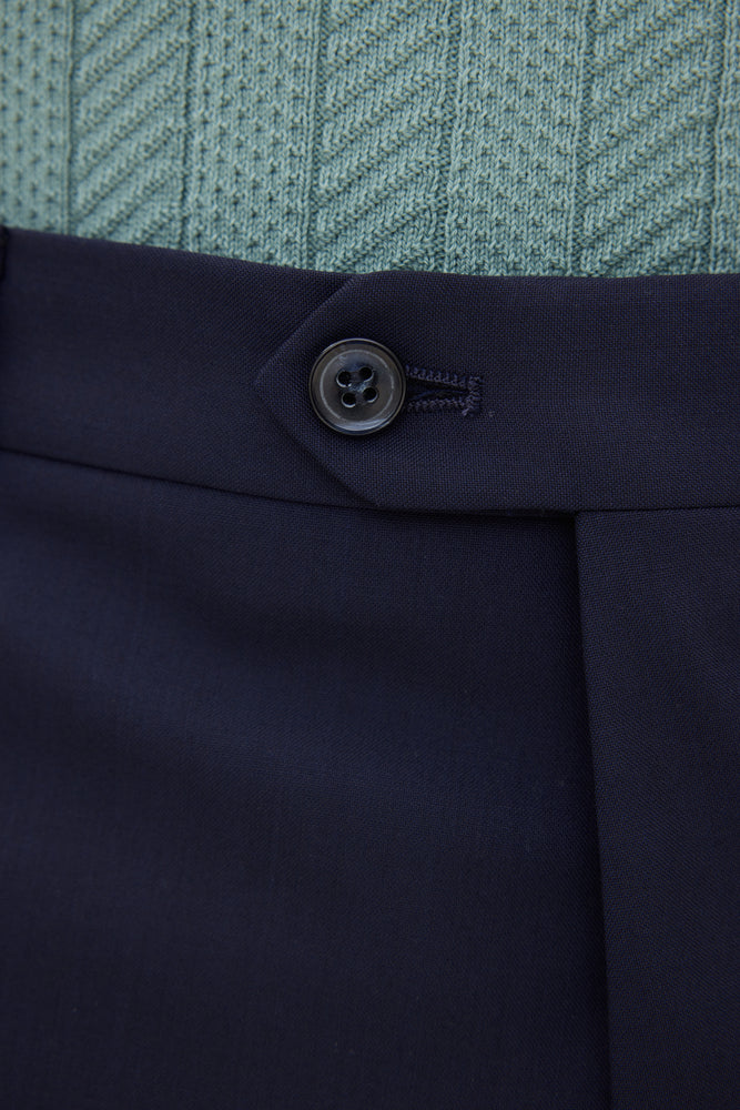 Dandy Regular Fit Microstructure Byxor - Mörkblå – detalj