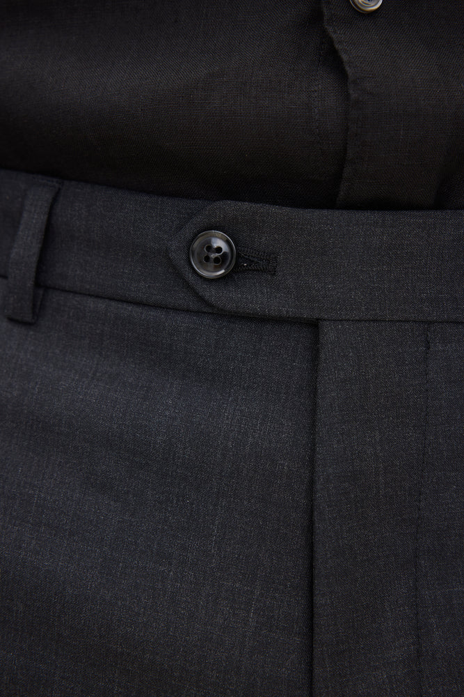 Dandy Regular Fit Microstructure Byxor - Mörkgrå – baksida