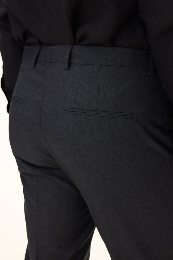 Dandy Regular Fit Microstructure Byxor - Mörkgrå – detalj