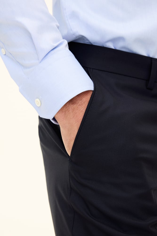 Dandy Regular Fit Microstructure Byxor - Mörkblå – detalj