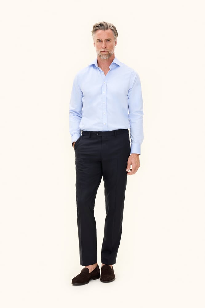 Dandy Regular Fit Microstructure Byxor - Mörkblå – närbild