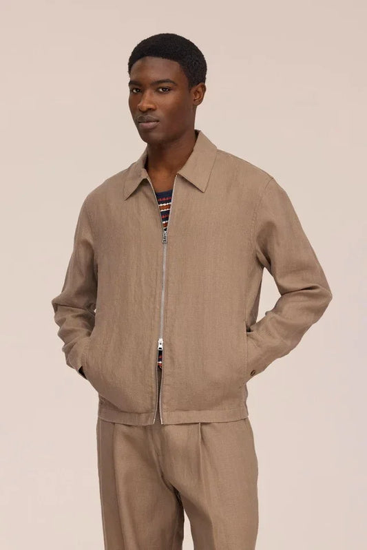 Beige Eton jacka med dragkedja herr
