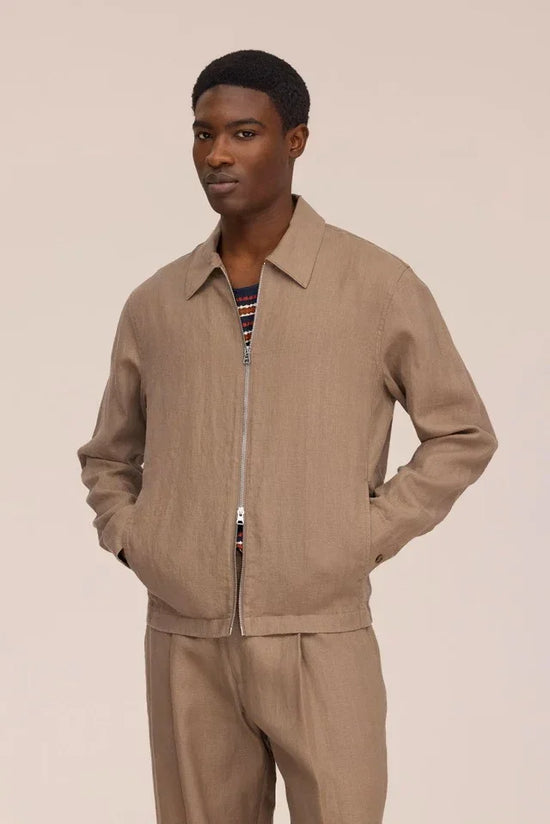 Beige Eton jacka med dragkedja herr