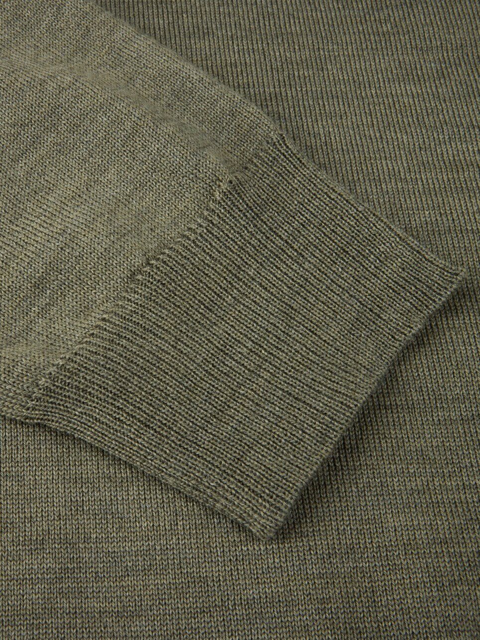 Sweater Knitted Crew Neck With Patch Merino Wool - 466 Green