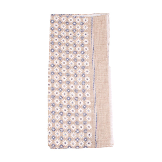 Beige herrsjal med blåvit blommönster, klassisk accessoar för män