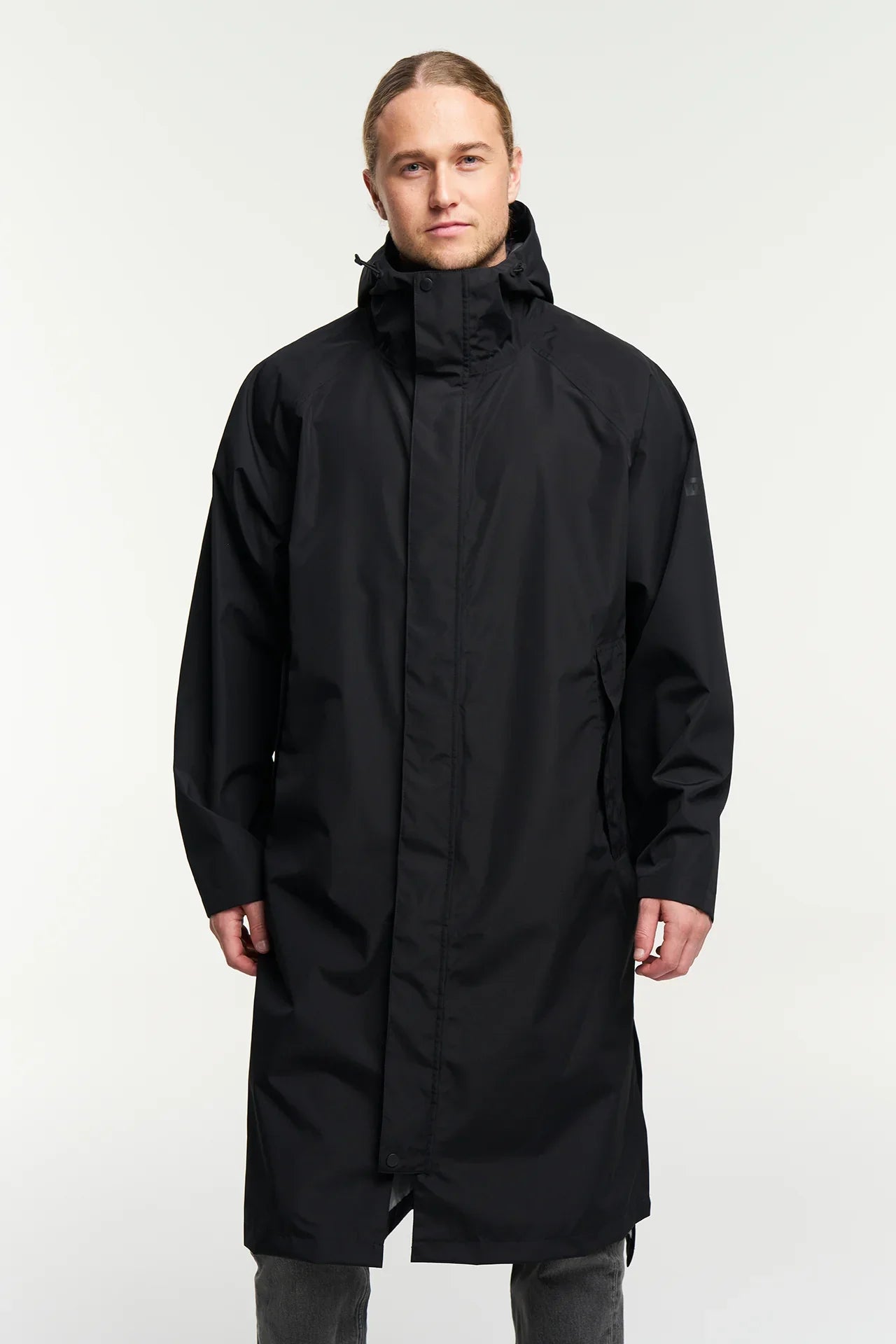 Svart Drizzle Parka regnjacka unisex lång modell