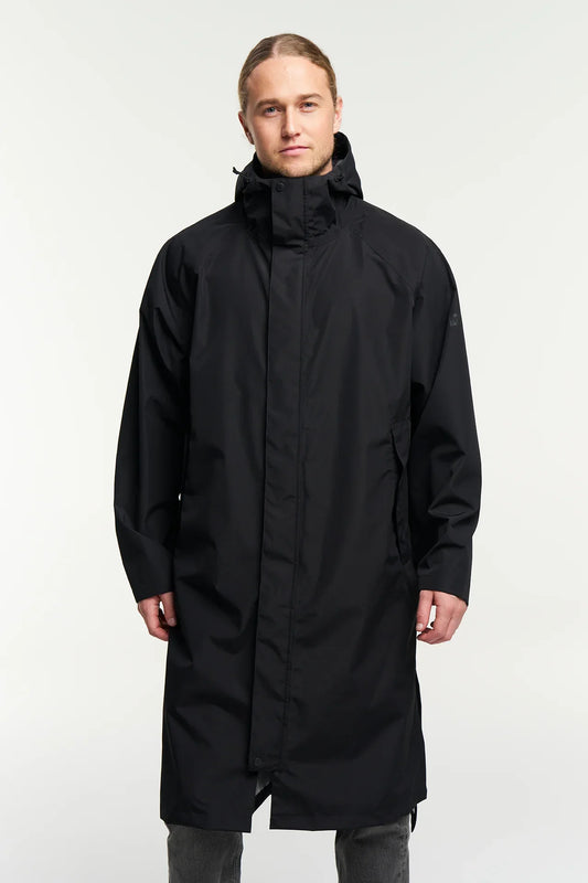 Svart Drizzle Parka regnjacka unisex lång modell