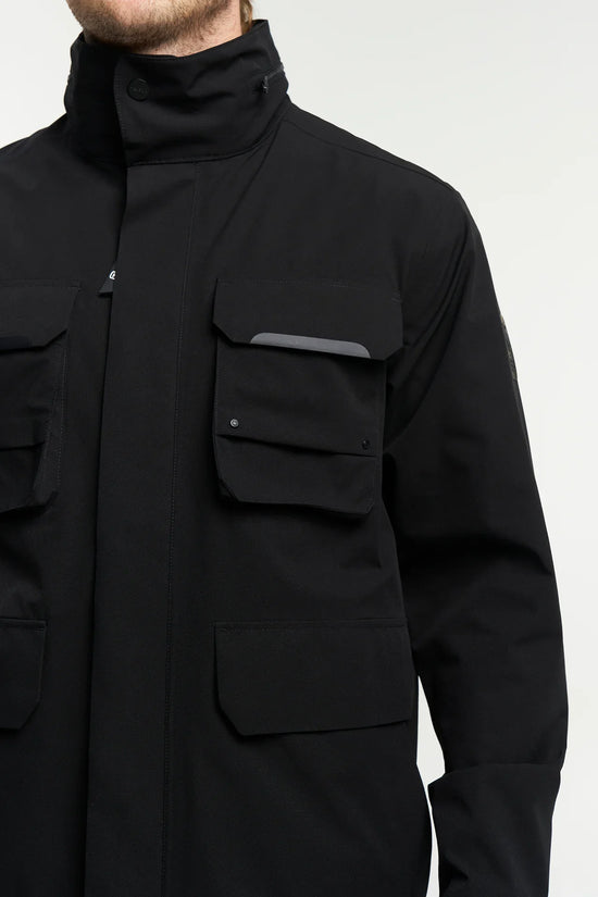 Reporter jacket svart herrjacka med fickor och hög krage