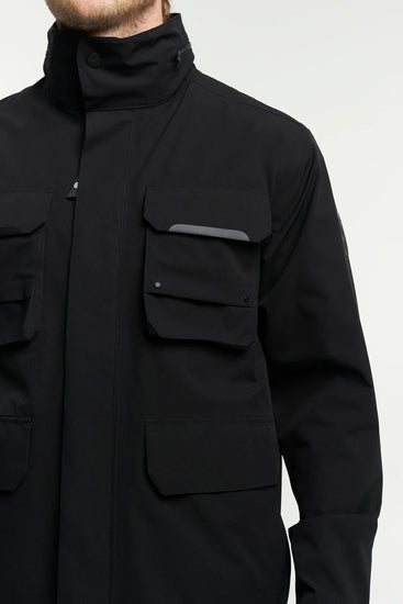 Reporter jacket svart herrjacka med fickor och hög krage