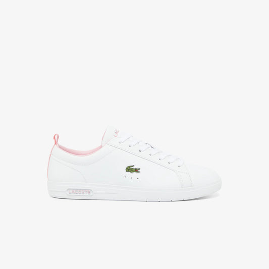 Lacoste vit sneaker herr med rosa detaljer och broderad krokodil