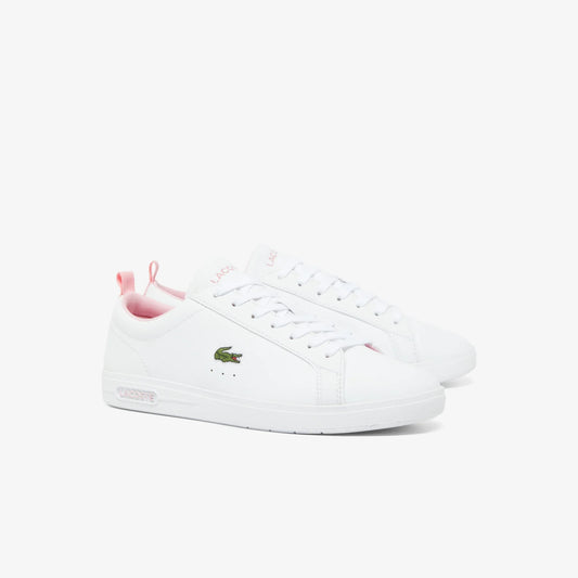 Lacoste vita sneakers herr med rosa detaljer och broderad logotyp
