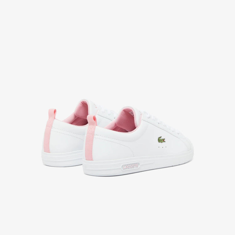 Lacoste vita sneakers herr med rosa detaljer och logotyp