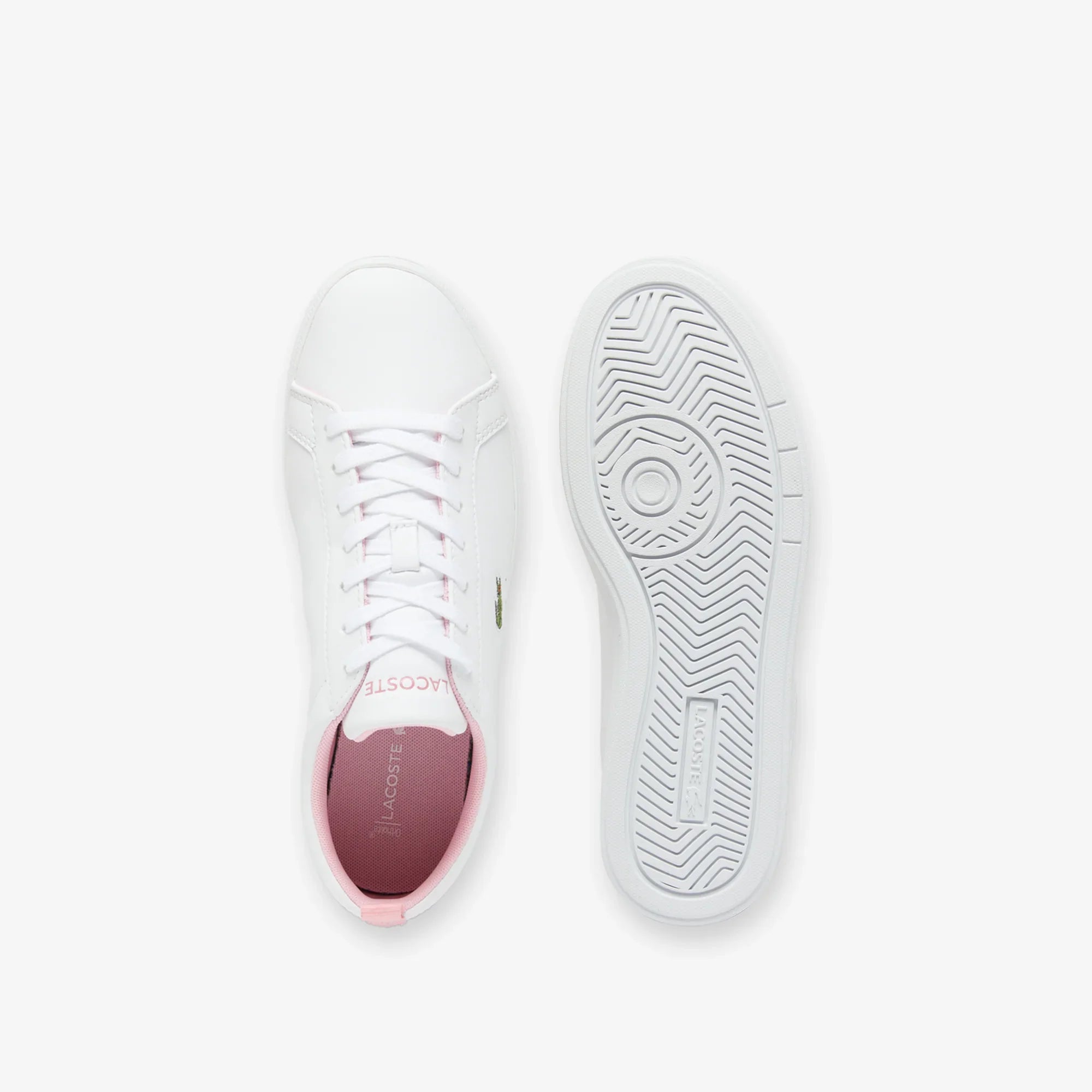 Lacoste vita sneakers med rosa detalj, snörning herrsko