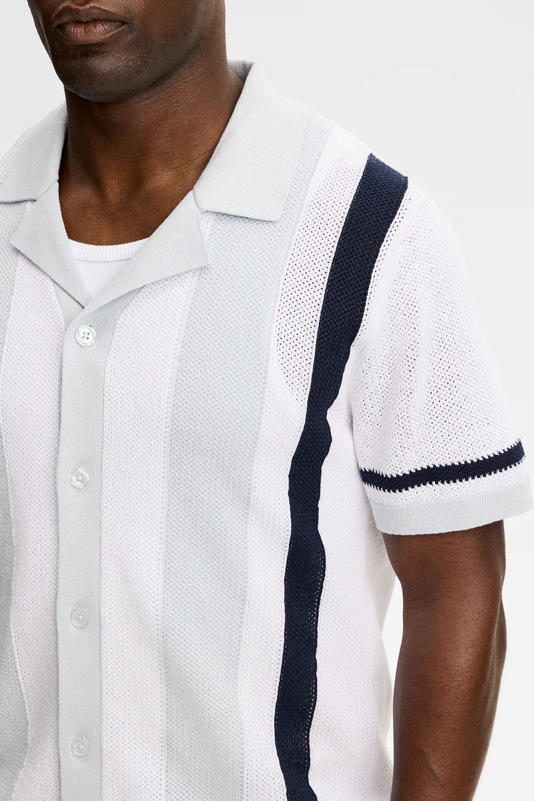 Remus Resort Collar Knit Polo - Skywriting
