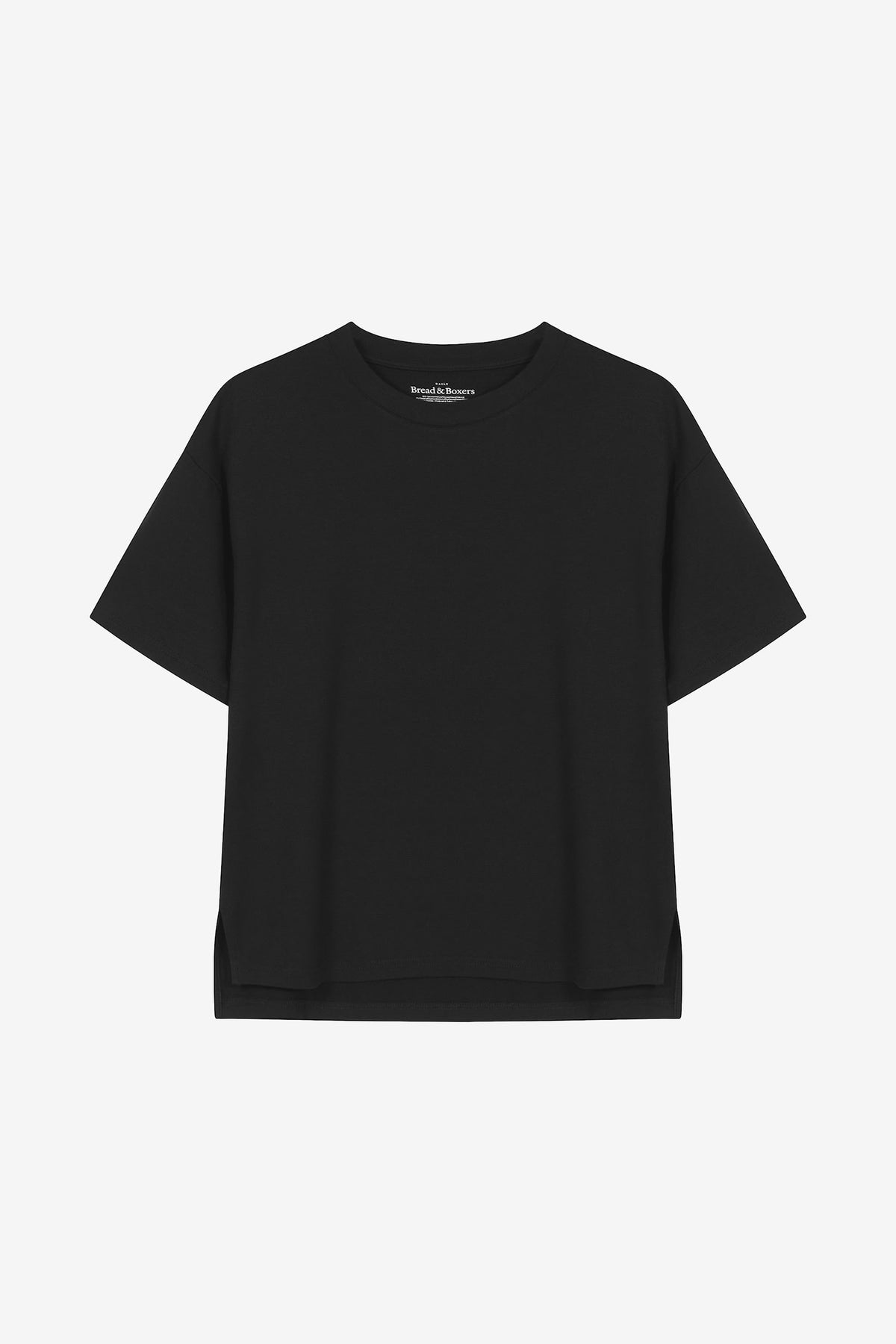 Boxy t-shirt i viskosjersey - Svart – närbild