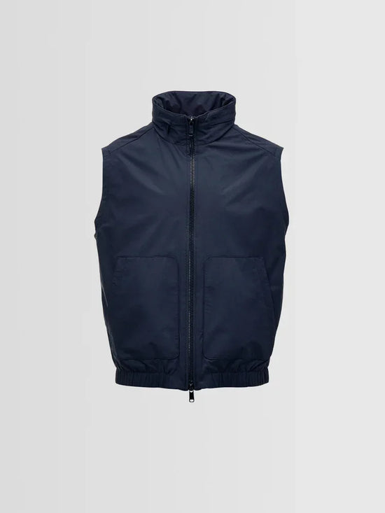 Mörkblå vinterväst herr med dragkedja och fickor