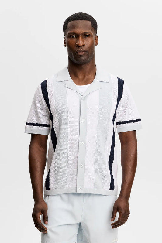 Remus Resort Collar Knit Polo - Skywriting