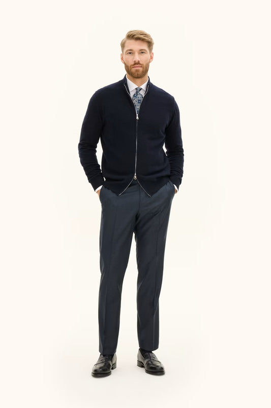 Regular Fit Cardigan Ull-Kashmir - Navy