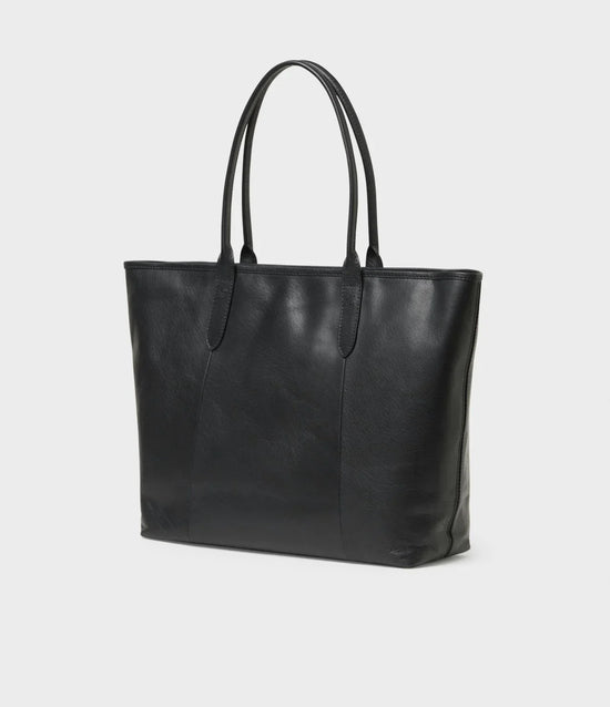 svart läder tote bag herr