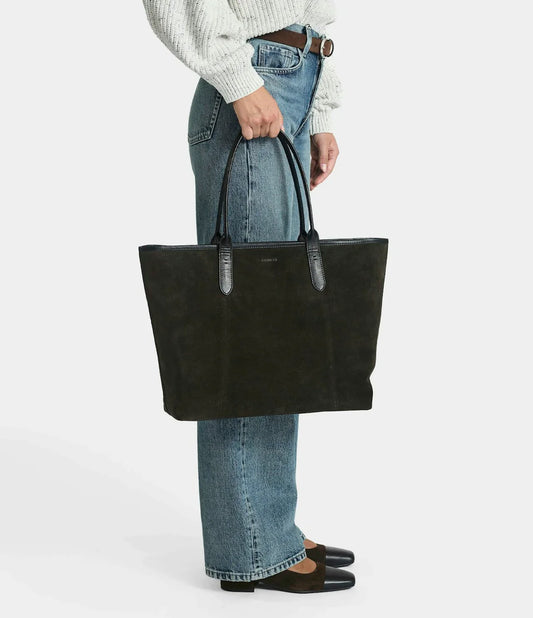 Saddler svart mocka tote-väska med läderhandtag herr