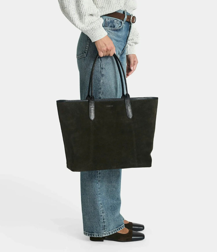 Saddler svart mocka tote-väska med läderhandtag herr