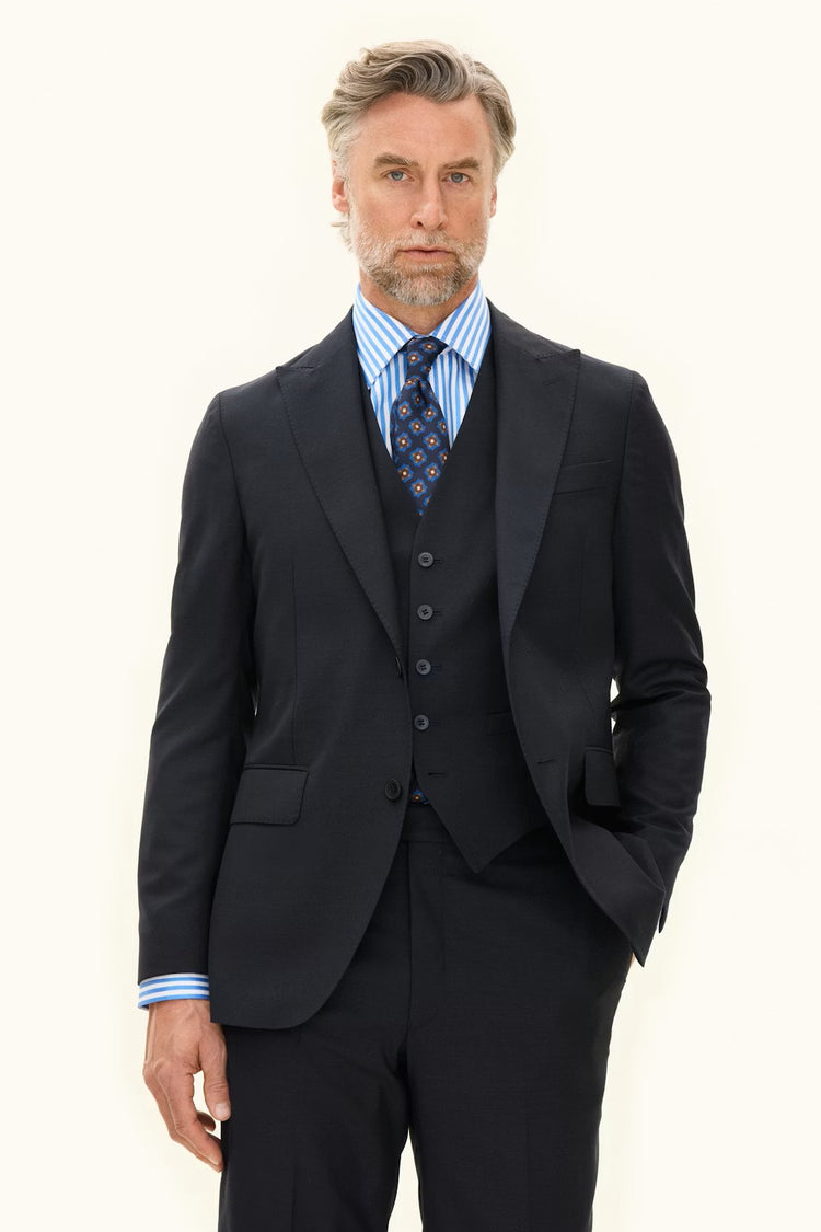 Regular Fit Strukturerad Kavaj - Night Blue