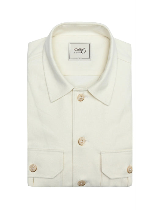 Overshirt i fisbensväv - Benvit