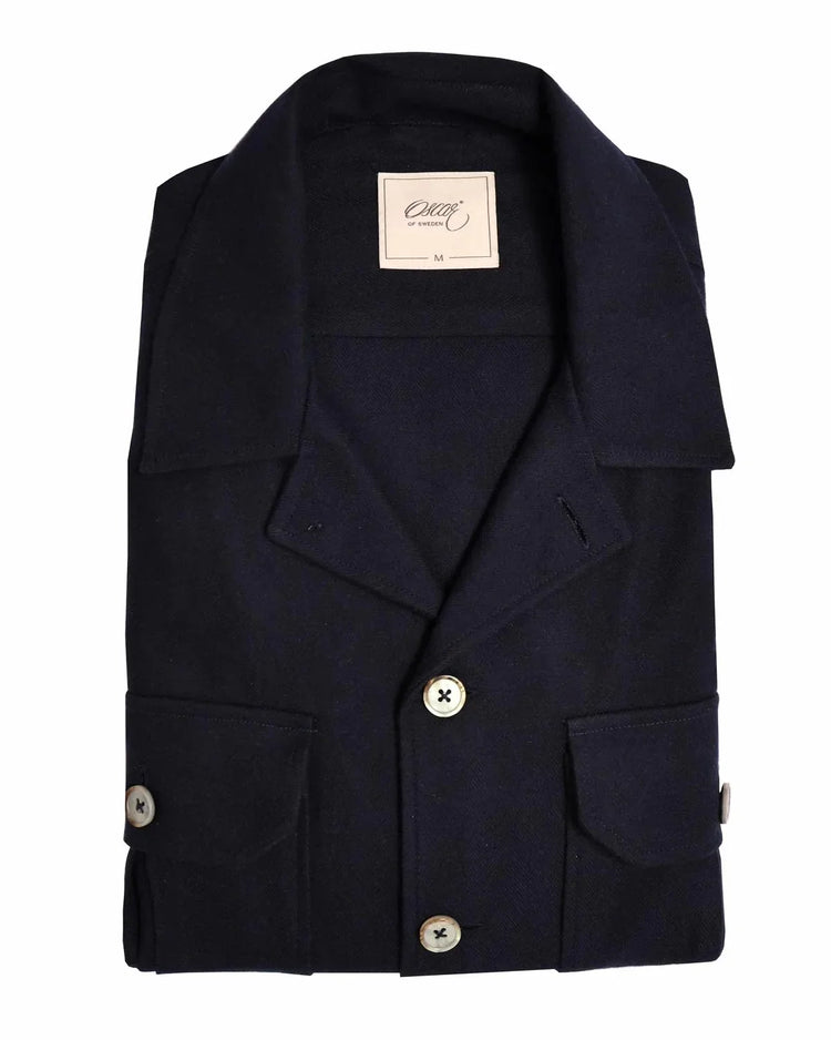 Oscar of Sweden herr overshirt – mörkblå skjortjacka med fickor och knappar