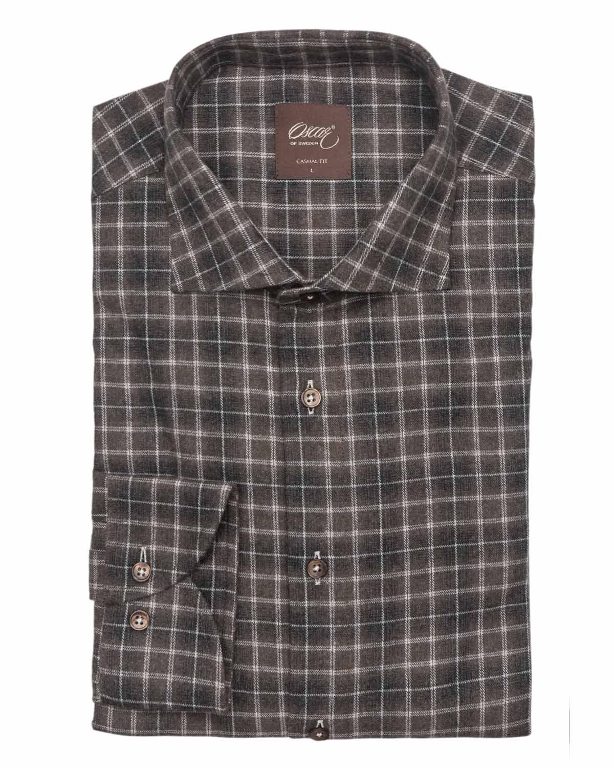 Brun rutig flanellskjorta Casual fit - Chestnut Brown – framsida