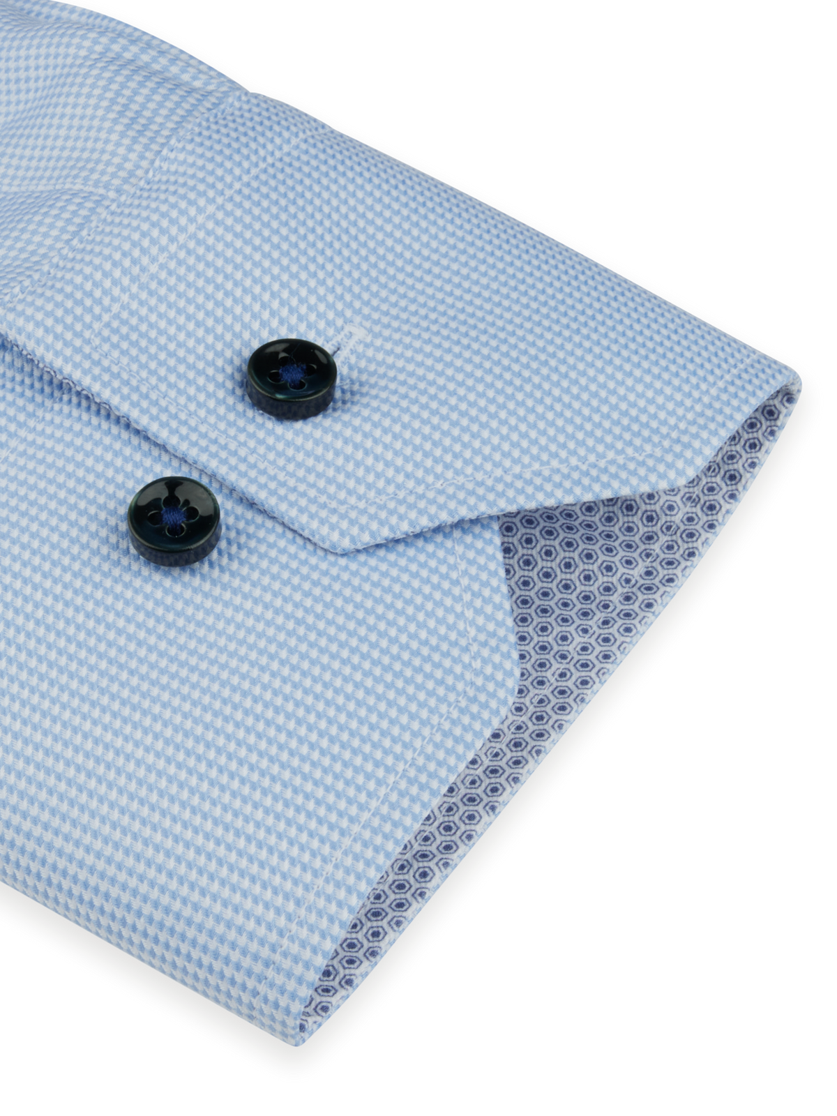Kontrastskjorta i twill Regular - Ljusblå – detalj