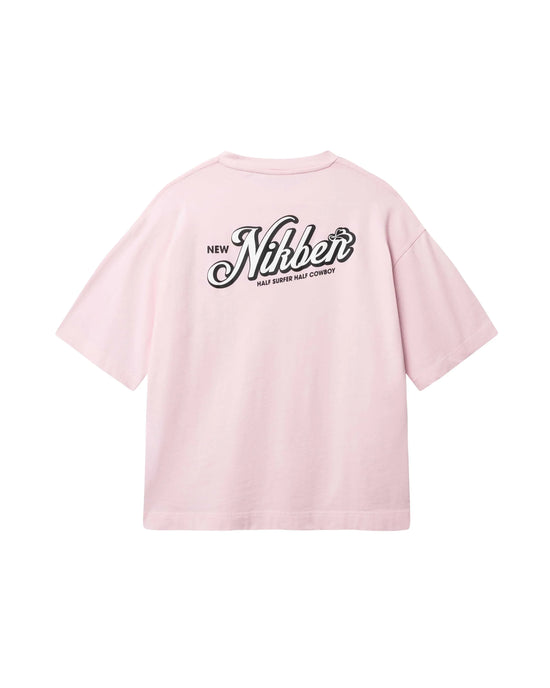 Nikben rosa t-shirt herr med tryck på ryggen
