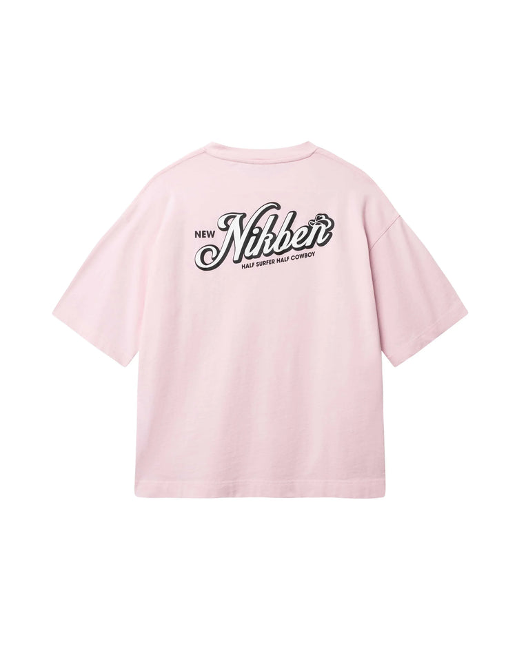Nikben rosa t-shirt herr med tryck på ryggen