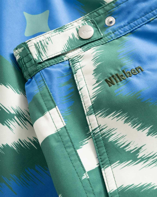 Mikben gröna badshorts herr med vitt och blått mönster