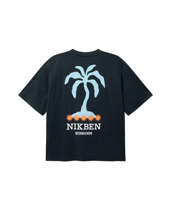 Nikben Mina T-shirt anthracite med palmtryck herr