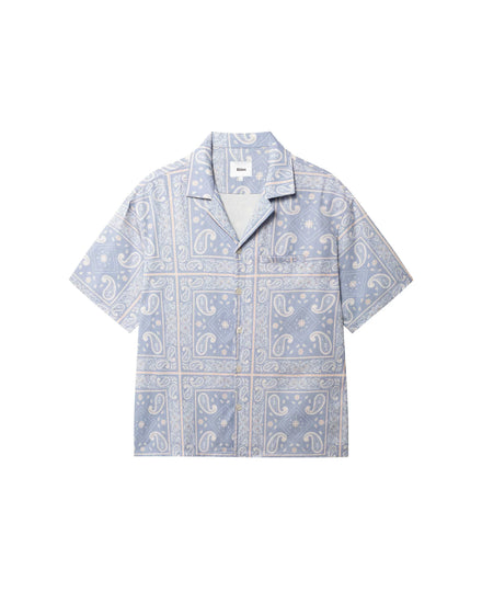 El Pino Shirt Quatro ljusblå kortärmad skjorta med paisleymönster herr