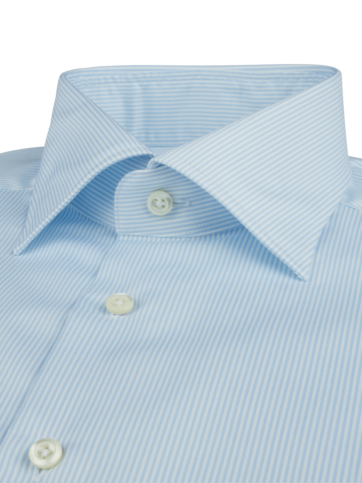Smalrandig twillskjorta Slimline, XL-ärmar - Ljusblå – detalj krage