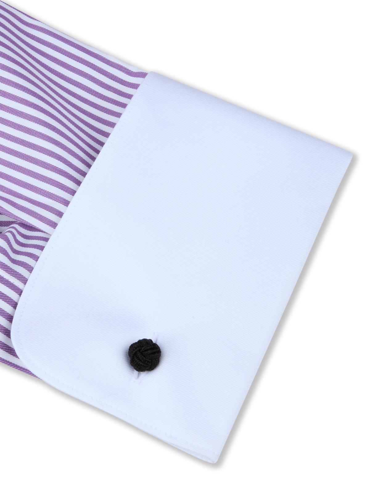 Randig twillskjorta Slimline, dubbel manschett - Mörklila – detalj manschett