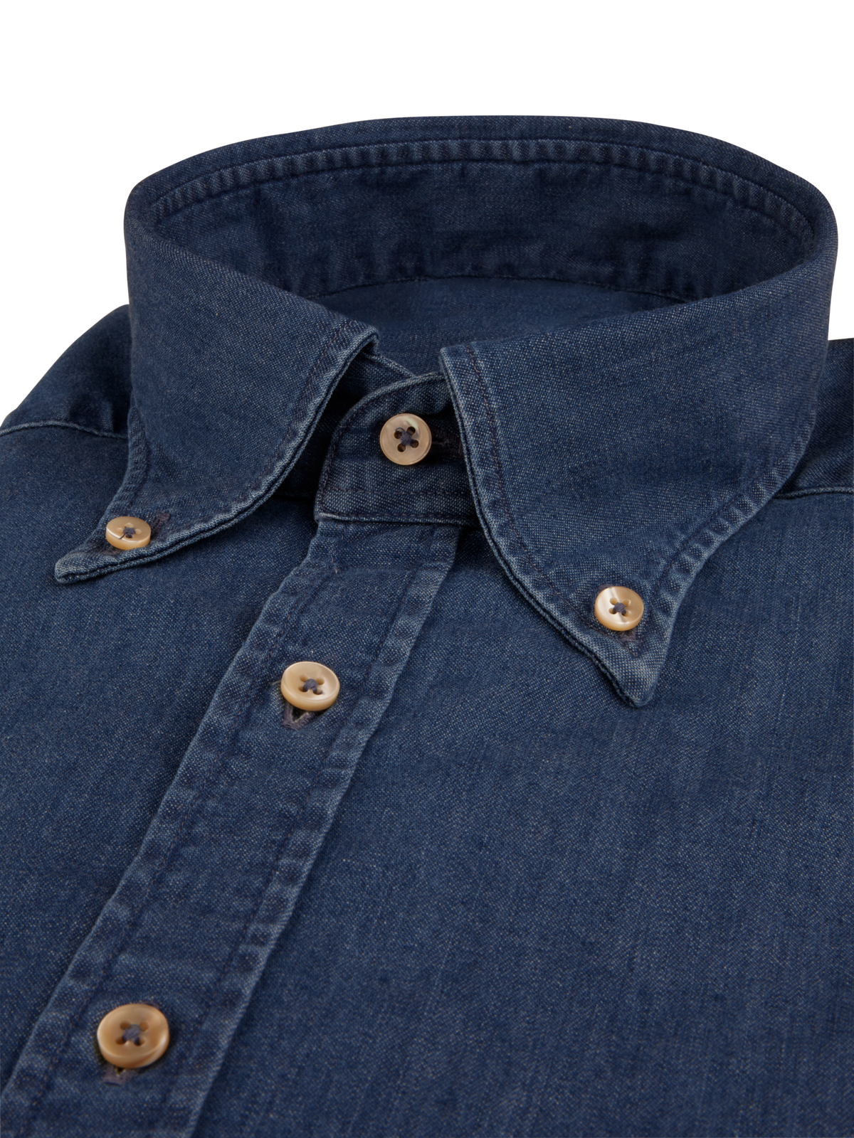 Casual jeans stretchskjorta Slimline - Blå – detalj krage