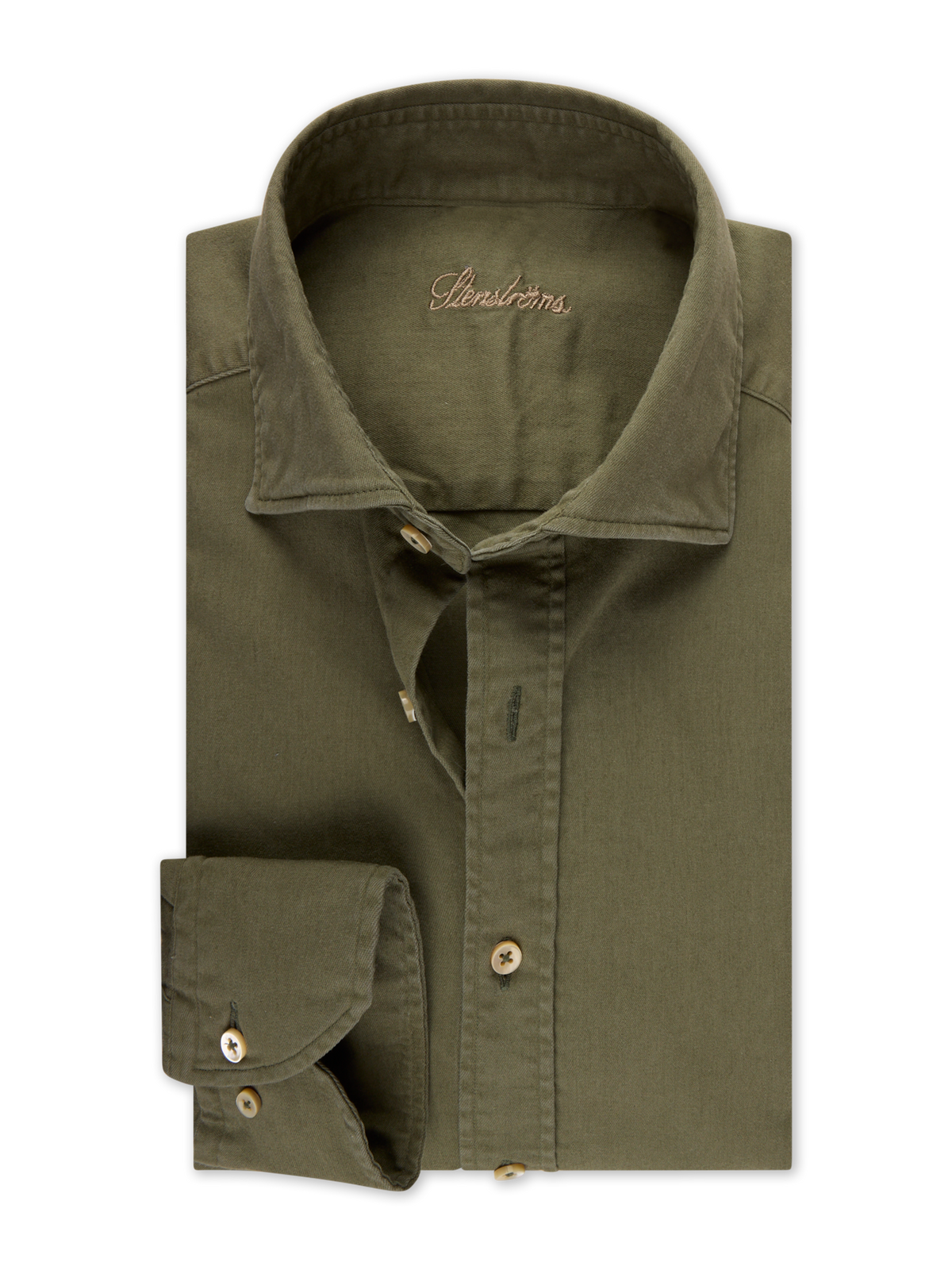 Casual jeans stretchskjorta Slimline - Grön – framsida