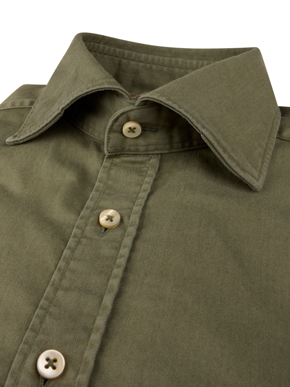 Casual jeans stretchskjorta Slimline - Grön – detalj krage
