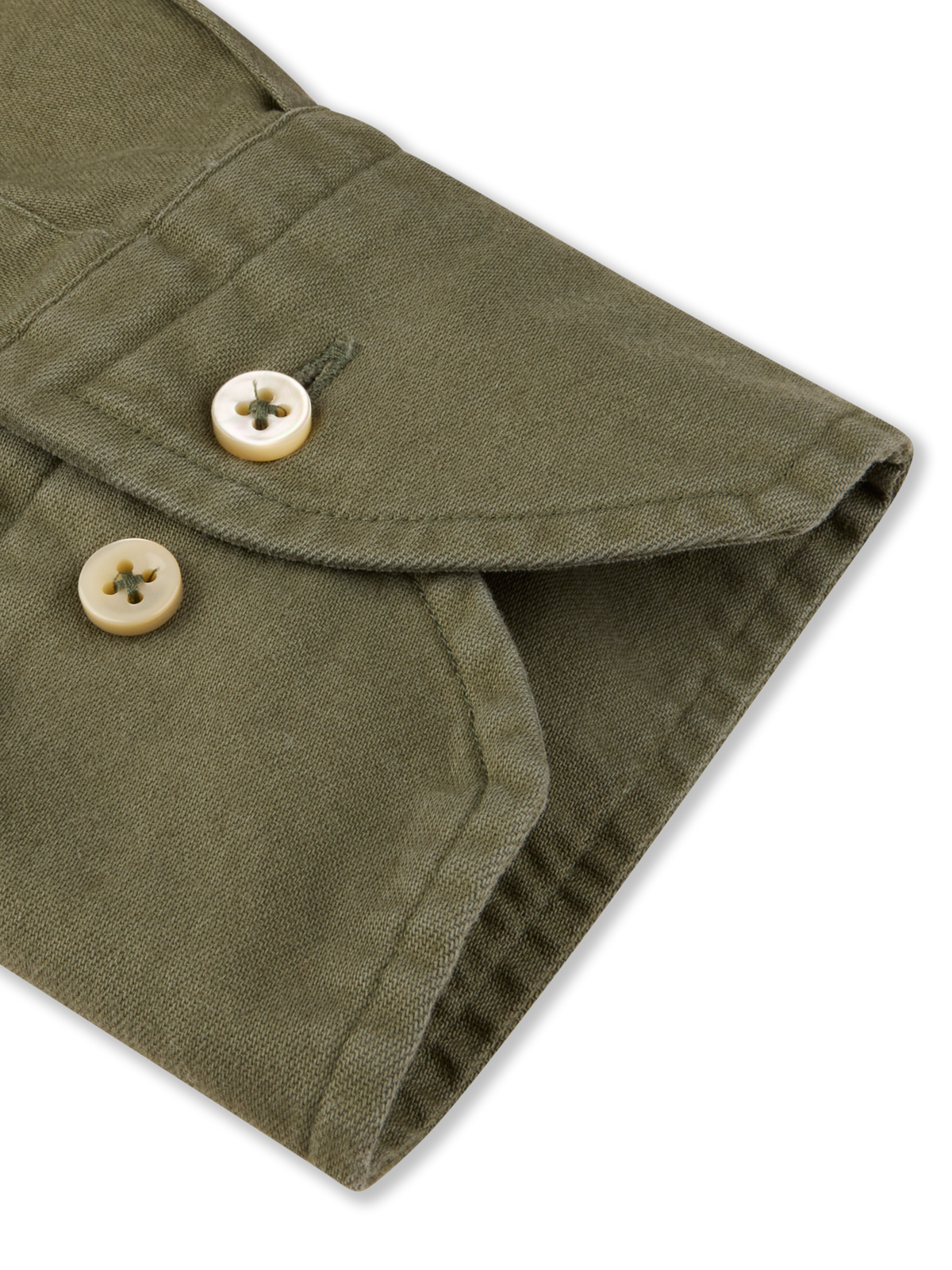 Casual jeans stretchskjorta Slimline - Grön – detalj manschett