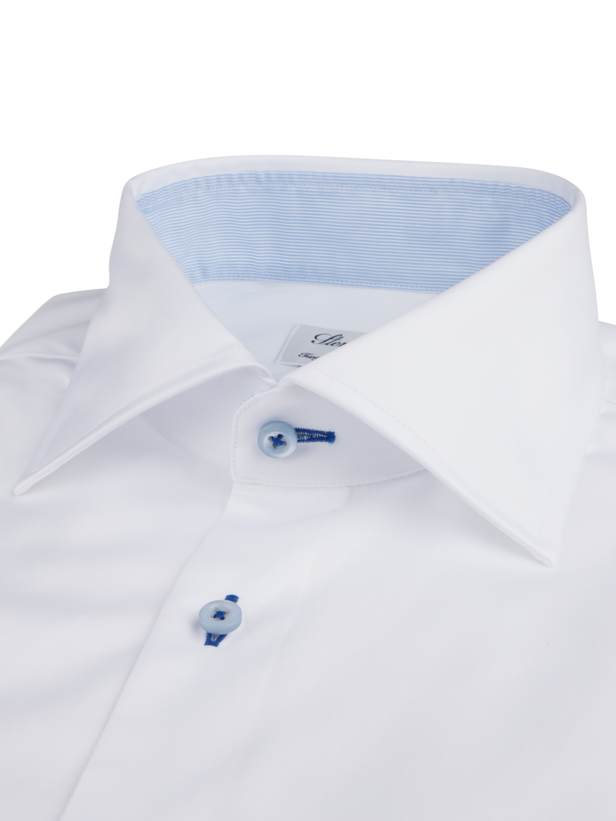 Kontrastskjorta i twill Slimline, extra långa ärmar - Vit – baksida