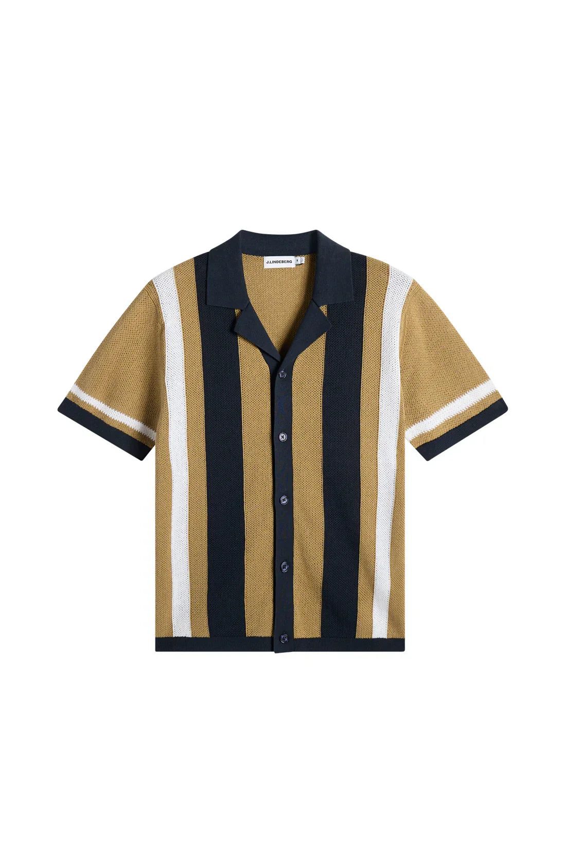 J.Lindeberg randig tröja kortärmad herr i beige, svart och vit