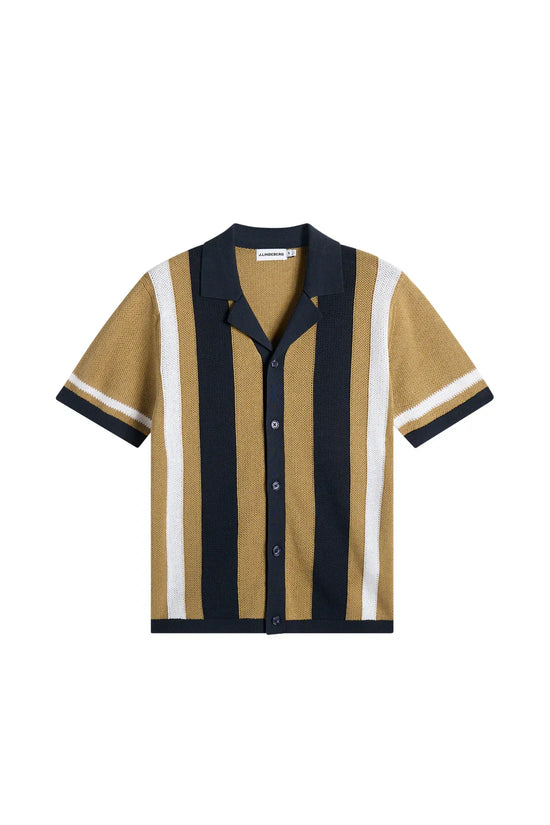 J.Lindeberg randig tröja kortärmad herr i beige, svart och vit