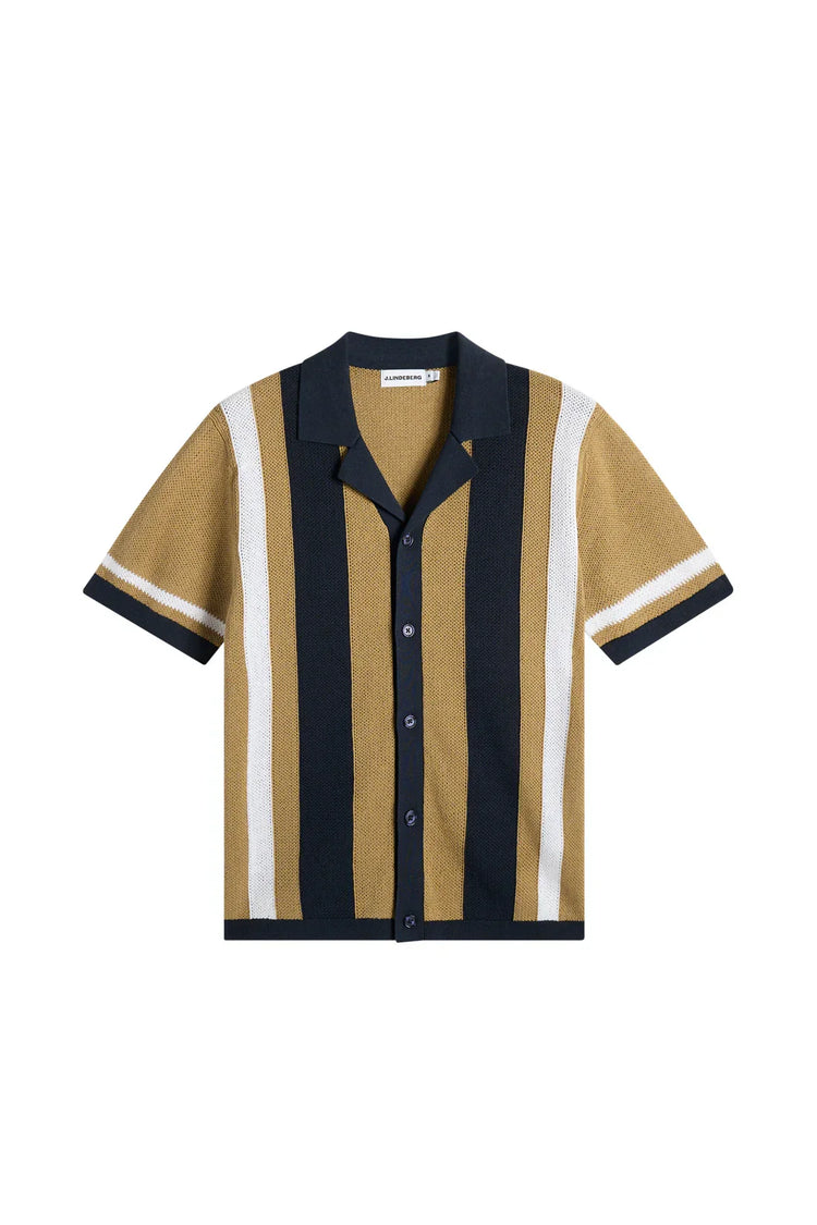 J.Lindeberg randig tröja kortärmad herr i beige, svart och vit