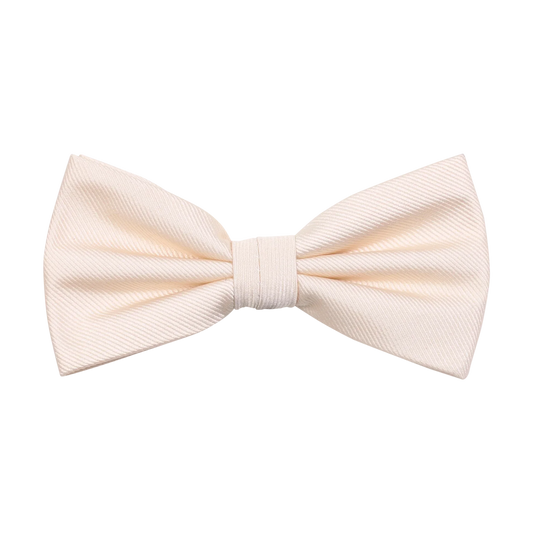 Elegant ljusbeige fluga i siden för herr, klassiskt mönster, accessoar till festkläder.