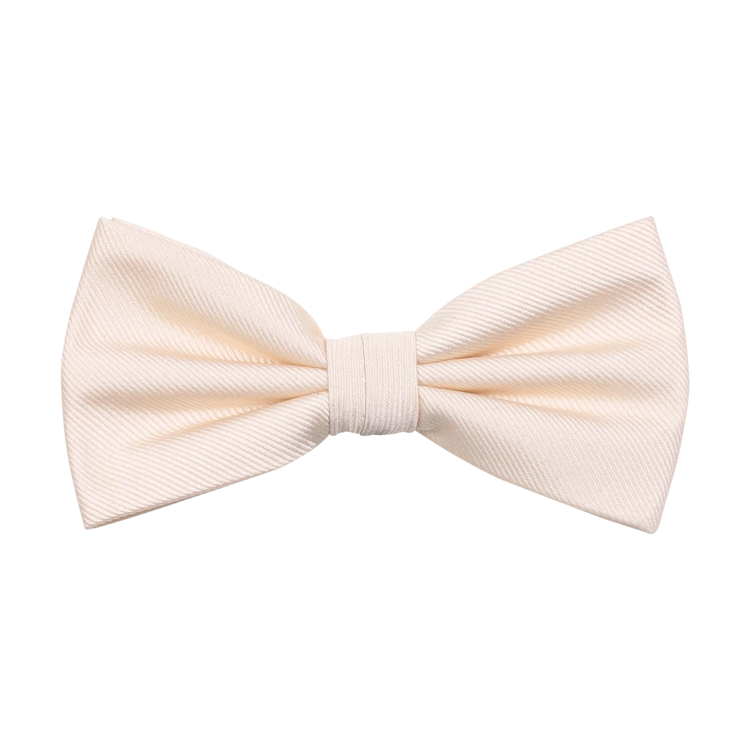 Elegant ljusbeige fluga i siden för herr, klassiskt mönster, accessoar till festkläder.